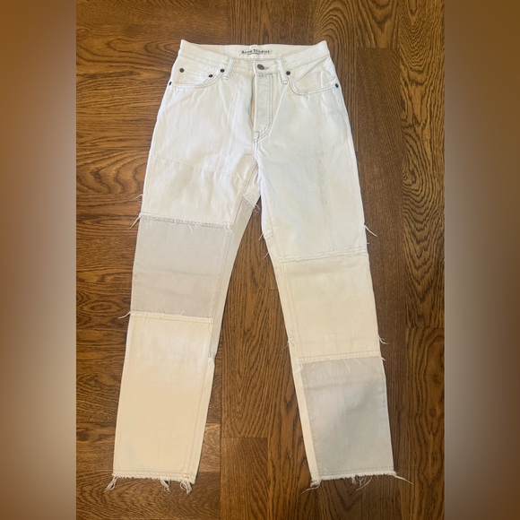 Acne Studios Denim - Acne Patchwork Off-White & Light Gray Slim Straight Jeans Size 26 EUC Denim